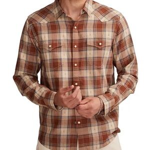 Lucky Brand Dobby Western Plaid Shirt Medium